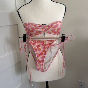 Triangl Pink & Orange Leopard Bandeau Bikini Set